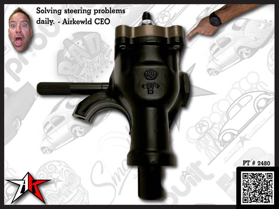 Airkewld PRObuilt steering box in powder-coated finish