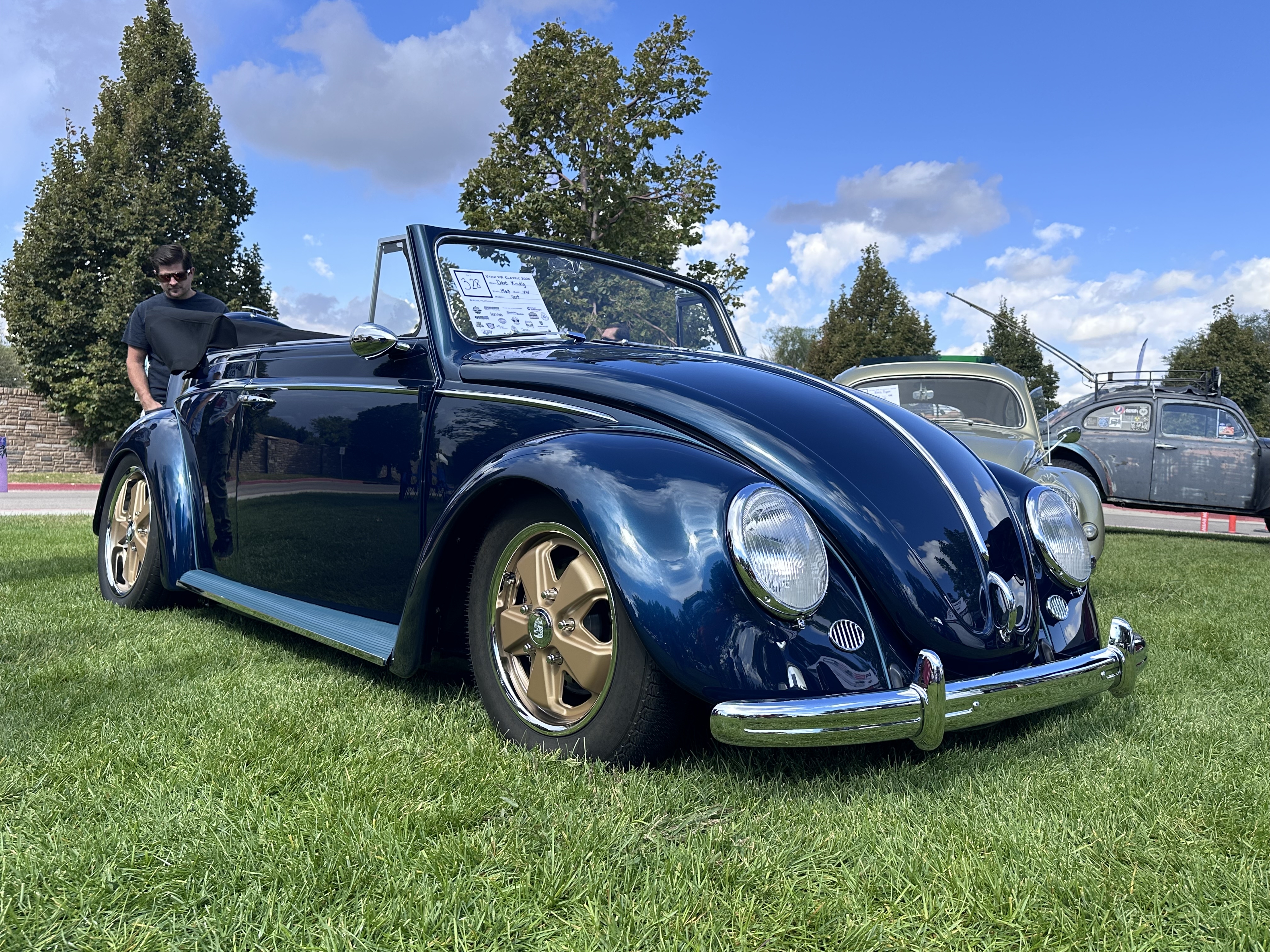 1963 Beetle build sheet &mdash; Front: 4" Narrowed, 5.5" Drop, Drop Spindles, Disc Brakes 5x130, 15x4.5 EMPI Fuchs, 145SR15; Rear: 6" Drop (Slight Negative Camber), 67 Long Axle Conversion, 12 Volt 3.88 R&P Performance Transaxle, Disc Brakes 5x130, 17x7 EMPI Fuchs, 215-45R17