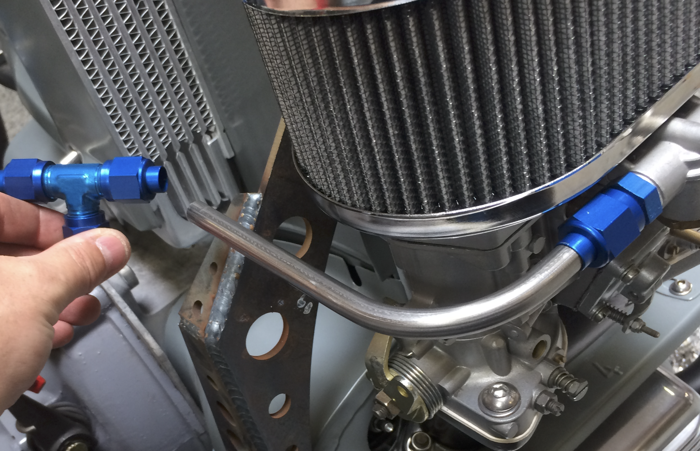 Mocking up and flaring the carb-side stainless tubing