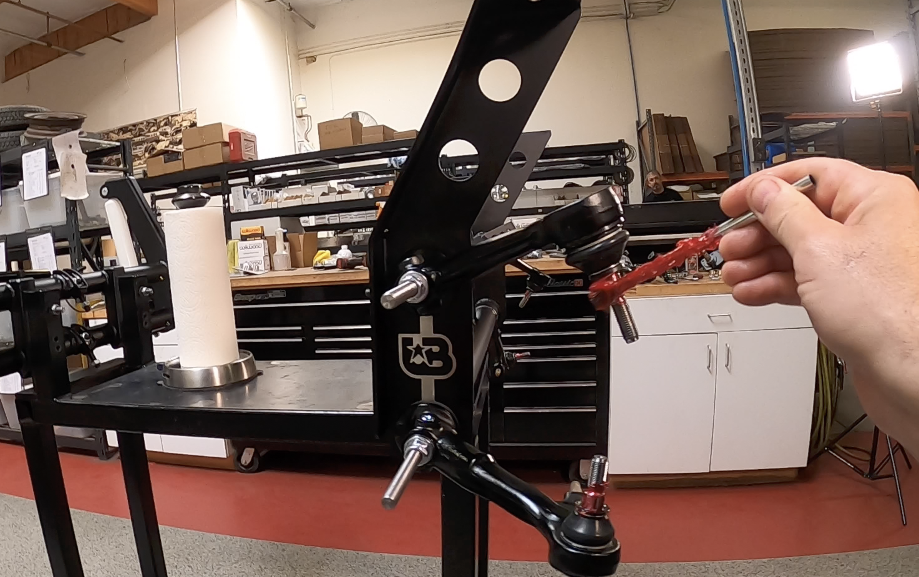 Level on spindle face, eccentrics being rotated to 90 degrees perpendicular