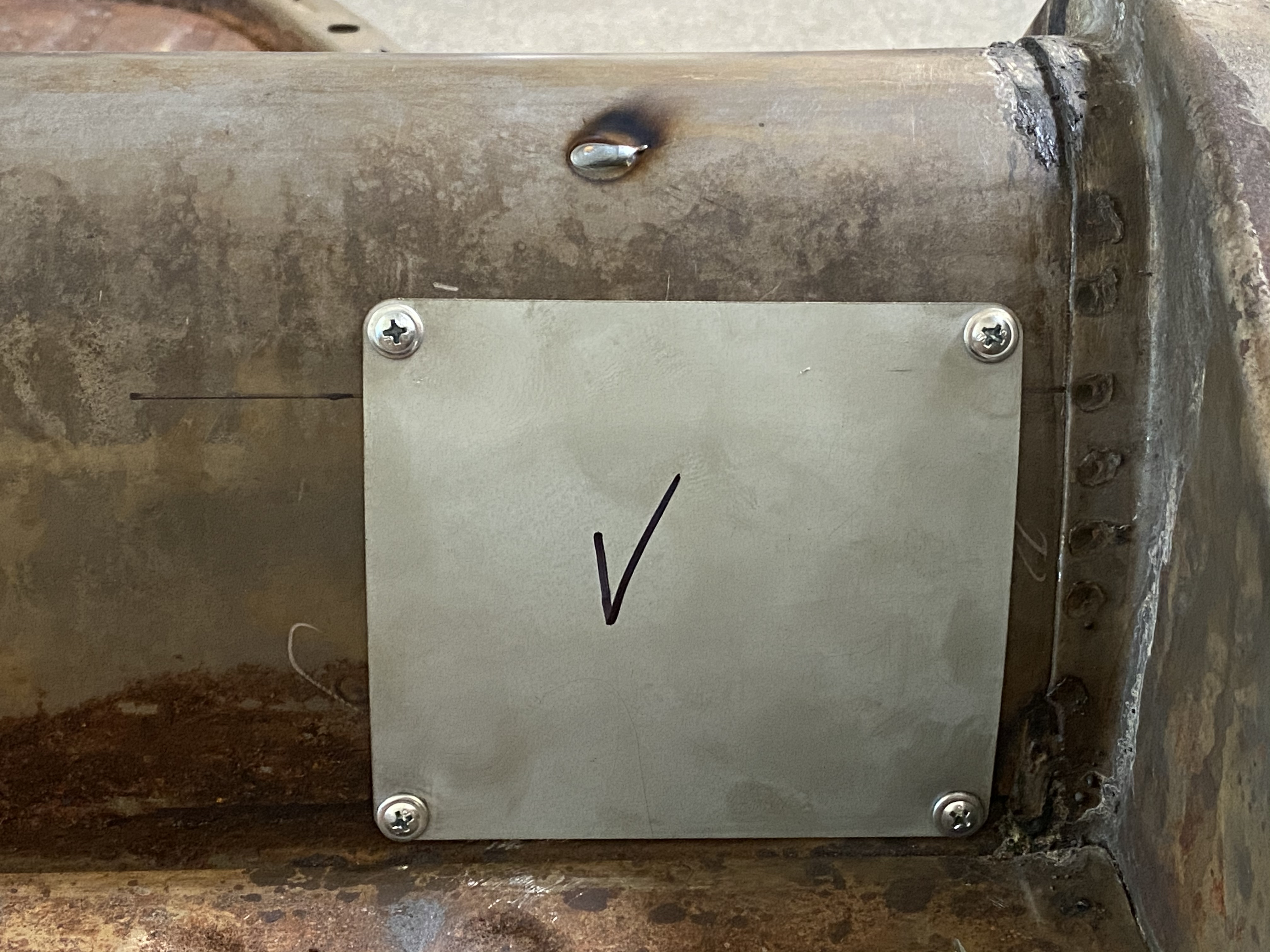 Airkewld Chassis Inspection Plate installed on a classic VW chassis tunnel