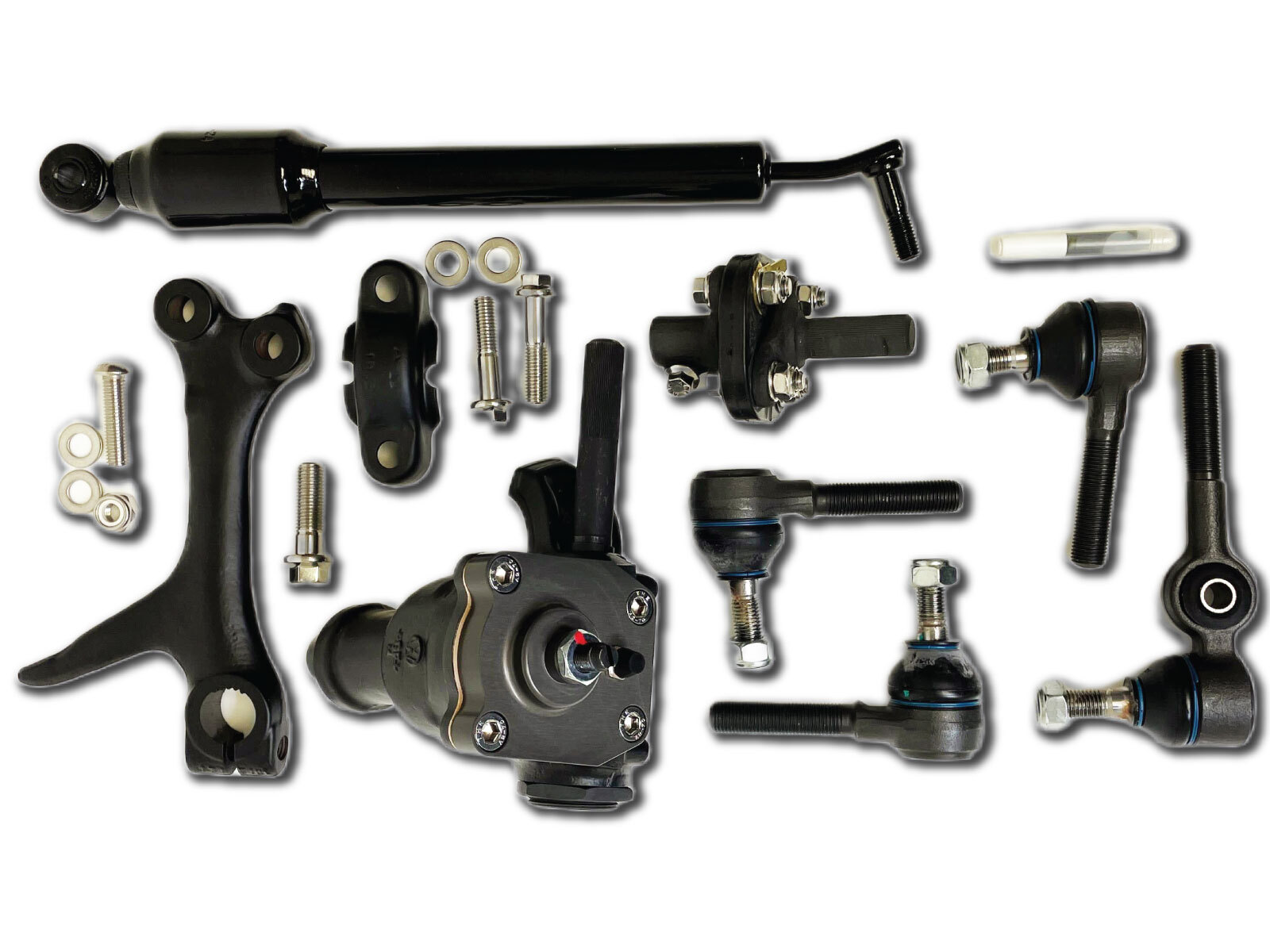Airkewld complete steering system components laid out