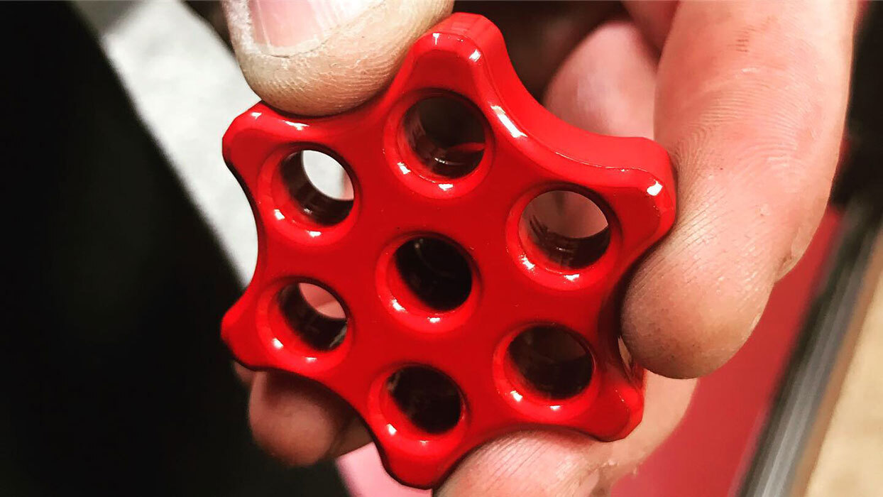 Macro close-up of the Six Shooter Clutch Adjuster's ergonomic grip